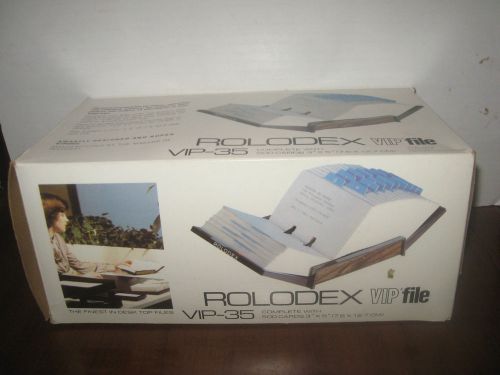Rolodex Vintage VIP-35C Covered File 3x5 Index Cards Office Desk Blue Tabs