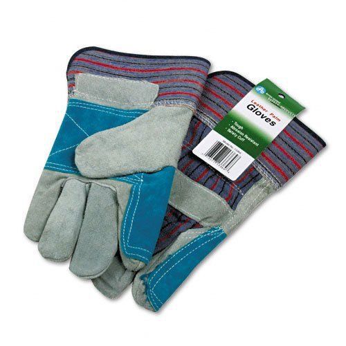BodyGear Leather Palm Work Gloves, Grey (Pack of 6)