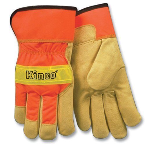 Kinco 1918 Unlined Grain Pigskin Leather High Visibility Glove with Orange Back