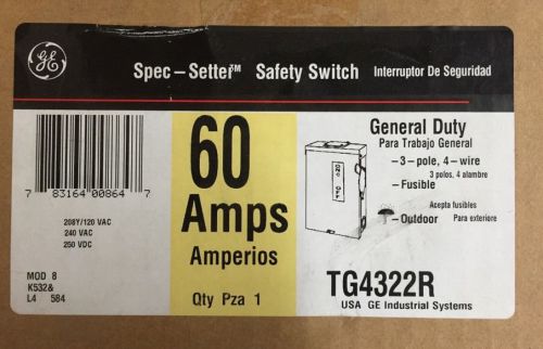 GE TG4322R 3 POLE 60 AMP 240 VOLT DISCONNECT