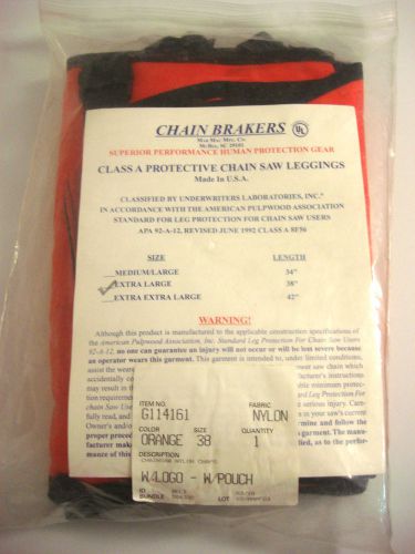 Chain breakers chainsaw nylon chaps xl 38&#034; orange for sale