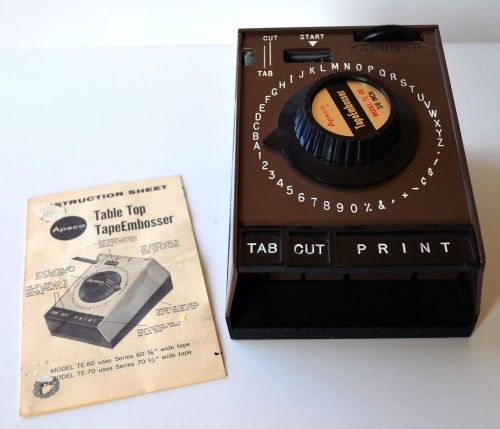 Vintage Apsco Table Top TapeEmbosser Label Maker With Instruction Sheet
