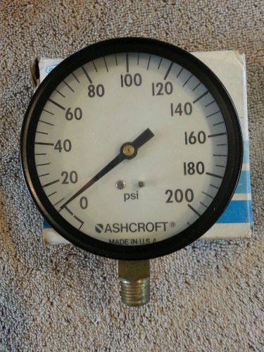 New 3 1/2&#034; 200 PSI Ashcroft Pressure Guage 35w-1005PH-02L-200. Lower. 1/4 NPT.