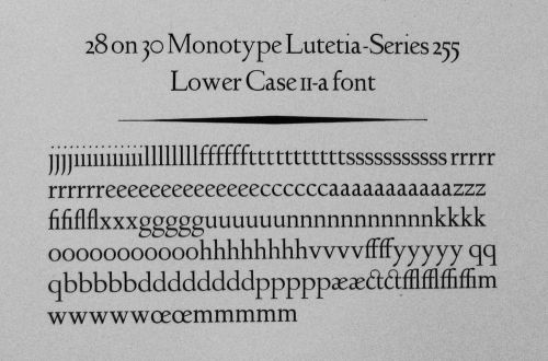New Letterpress Type- 28D* /30 pt. Lutetia lower case