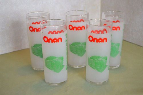 5 Vintage ONAN Emerald generator collector glasses  Cocktail -  Juice 6&#034; Tall