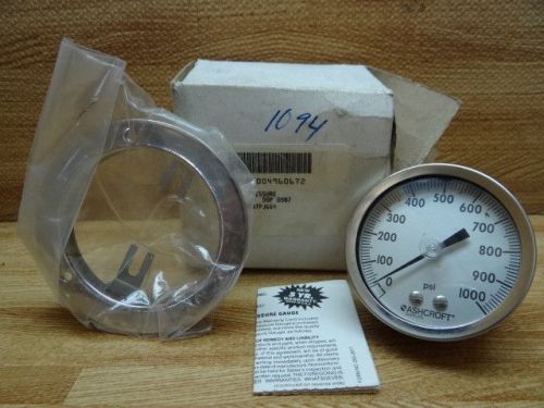 Ashcroft duralife pressure gauge p/n 25-1009aw-02b 1000 psi, ss, new in box for sale