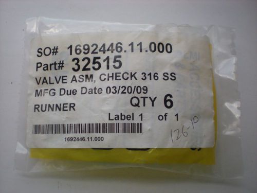 (PACK OF 6) LMI 32515 CHECK VALVE ASSEMBLY 316 SS NEW