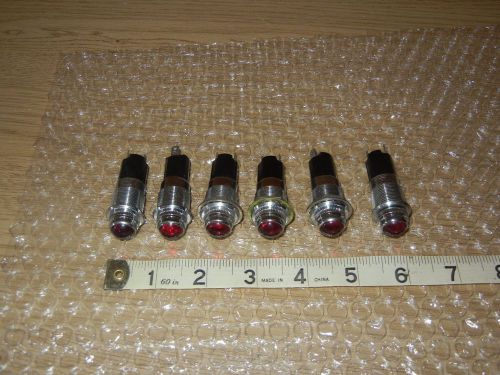 Lot of six DIALCO 75W 125V Panel Mount Indicator Lights Red color