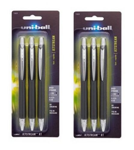 6  JETSTREAM Retractable 1.0mm  ROLLERBALL PENS Black Ink