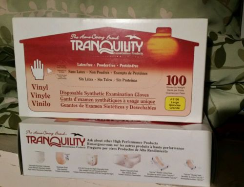 Tranquility 3106 Disposable Vinyl Exam Gloves, Powder-Free, Size Large, Box/100