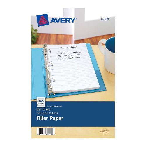 Avery Mini Filler Paper 5.5 x 8.5 Inches 100 Sheets (14230) 5 1/2 x 8 1/2
