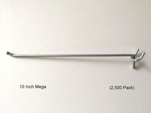 (2,500 PACK) USA Made 10&#034; Metal  Mega Peg Hooks For 1/8 &amp; 1/4 Pegboard