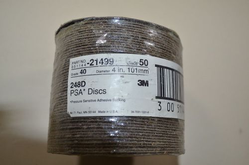 NEW Pack of 50 3M PSA Sanding Discs 051144-21499 248D 4&#034;  40 Grit (WR.13b.C.2)