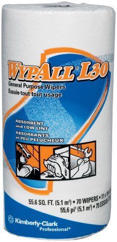 Wypall L30 DRC Wipers 05843, Strong and Soft Wipes, White, 24 Rolls / Case, 70 /