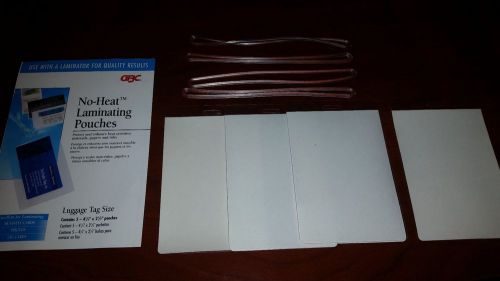 3 No-Heat Luggage Tag Size Laminating Pouches with fasteners, 4 1/4&#034; x 2 1/2&#034; ea