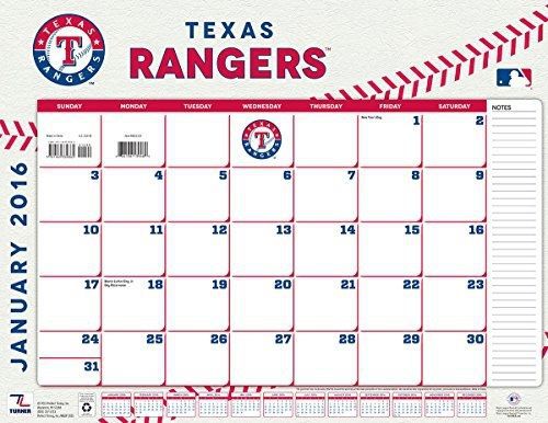 Turner Texas Rangers 2016 Desk Calendar, January-December 2016, 22 x 17&#034;