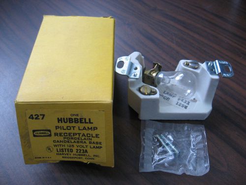 New hubbell 427 pilot lamp receptacle porcelain candelabra base (125 volt lamp) for sale