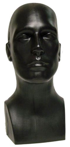 Free standing tabletop male mannequin head hat, scarf display - black new for sale