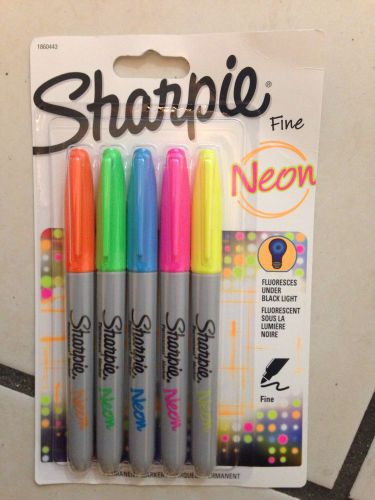 Sharpie Neon Fine 5ct Fluoresce Under Black Light **ships Fast**