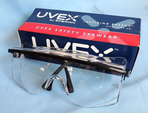 2-NEW Uvex Astro OTG 3001 Safety Glasses-Black Frame Clear Lens With Box-S2500