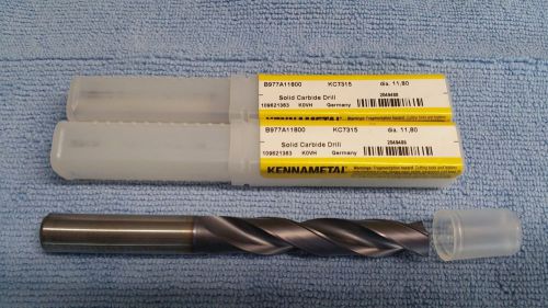 Kennametal 11.8 mm 140 degree point tialn coated carbide jobber drill 1ea. for sale