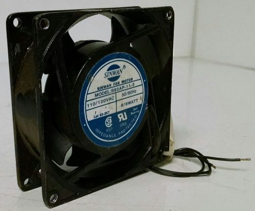 USED SINWAN S92AP-11-3 FAN MOTOR 110/120 VAC VENTILATION FAN 8/6 Watt 50/60 Hz