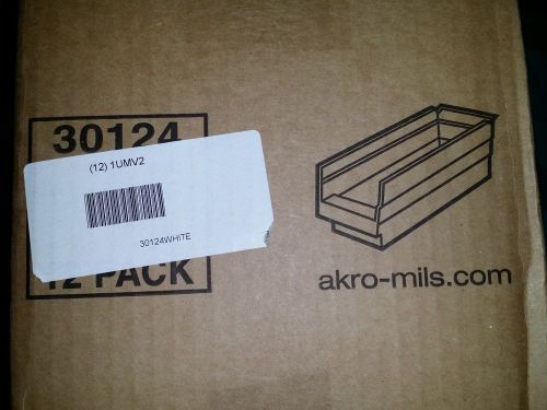Akro-Mils 30124 White Storage Bin Lot of 12 pack