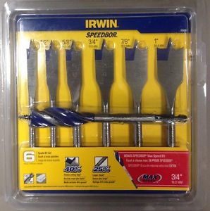 New irwin -88886- 6 piece speedbor spade bit set w/ bonus 3/4&#034; speedbor bit for sale