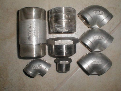 GROUP OF 8 SS THREDED FITTINGS