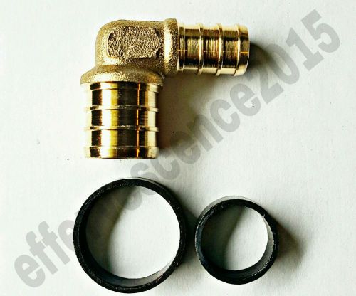 1/2&#034; x 3/4&#034; PEX Elbow - Brass Crimp Fitting, LEAD-FREE with Crimp Rings