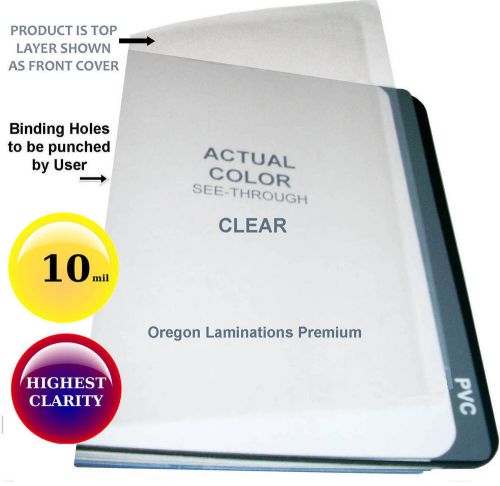 10 Mil Legal 8-1/2 x 14 Clear Plastic Binding Covers [25] Report Front unpunched