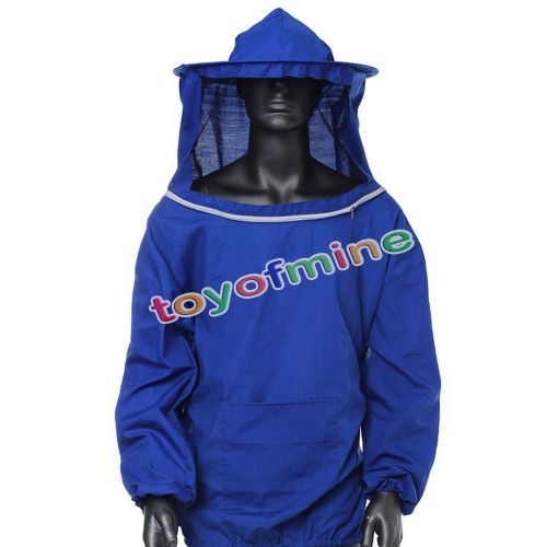 New blue beekeeping jacket veil smock equipment bee keeping hat sleeve suit for sale