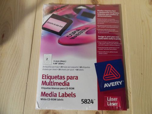 Avery 5824, Media Labels, White CD-ROM Labels,  4.48&#034; (diam.) Pack Of 40