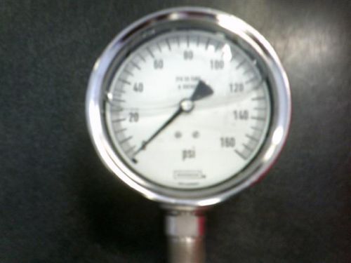 NOSHOK liquid filled pressure gauge 0-160 PSI 316 SS Stainless 1/2&#034; NPT bottom