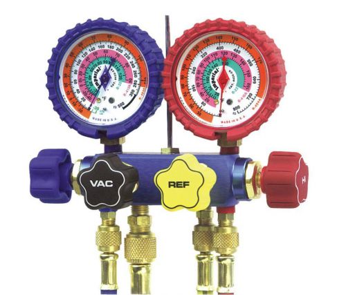 Imperial mechanical manifold gauge set, 4-valve, 644-c, 60&#034; hose, 3/8&#034; port (iq1 for sale