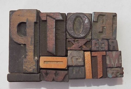 Letterpress letter wood type printers block &#034;lot of 16&#034; typography #bc-1150 for sale