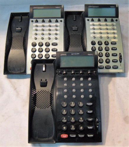 Lot of 3 nec dterm series e dtp-16d-1 (bk) digital business telephones for sale