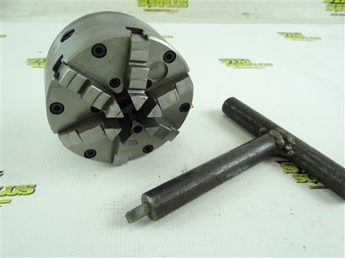 Nice! buck 4&#034; 6 jaw scrolling chuck w/ flat back model 1462 w/ key for sale