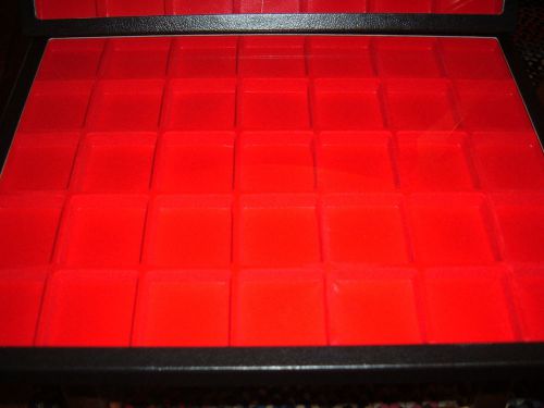 2 display jewelry case Riker Mount display box shadow box12 X 16&#034; red divided 35