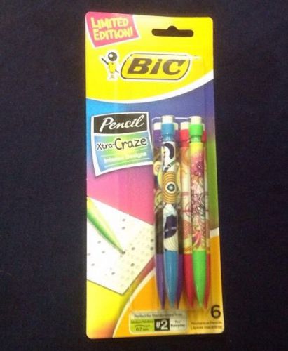 Bic Xtra-Craze Limited Edition 6-Pack Intense Design Mechanical Pencils #2 .7mm