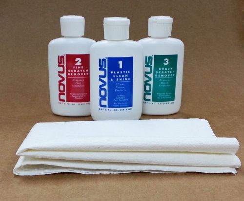 Novus 1, 2, 3 plastic polish kit - 2oz scratch remover cleaner best value !!! for sale