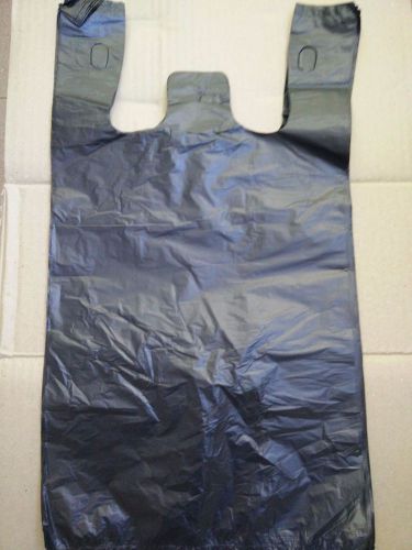 1/6 Black Plastic T-shirt Bag 12x6x21 NEW 100 PC LARGE BLACK BAGS