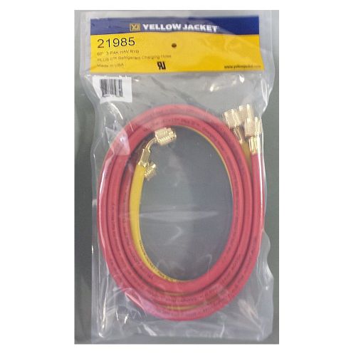 Yellow jacket 21985 charging hose 3-pak (r,y,b) 60&#034; std fittings - used! for sale