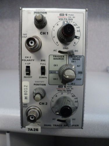 Tektronix 7a26 dual trace amplifier oscilloscope plug in for sale