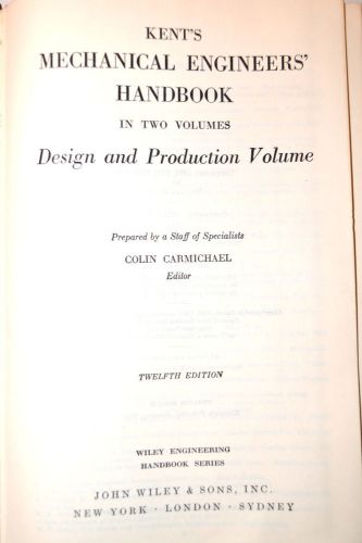 Kents mechanical engineers handbook book  design &amp; production volume 1950 #rb130 for sale