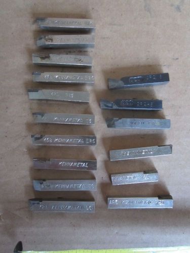 Lot of 16 Lathe Cutting Tool Bits 3/8&#034; Kennametal &amp; Other Cemented