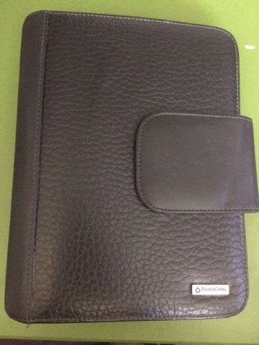 Franklin Covey black leather planner full of inserts with strap closure 10 x 7 w