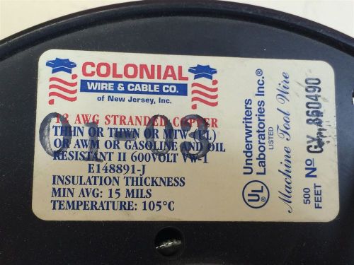 E148891-J COLONIAL WIRE &amp; CABLE WIRE 12AWG THHN 600V 200 FEET