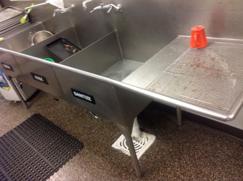 (3) Three Compartment Commercial Stainless Steel Sink 102 x 29.5 G