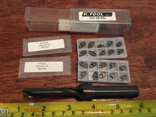 K-TOOL DS-39-45L COOLANT THRU INDEXABLE DRILL W/20 7/16&#034; CARBIDE INSERTS